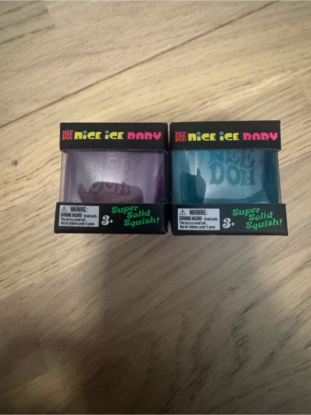 Nee Doh Nice Ice Baby Super Solid Squish! Duo - Purple & Teal